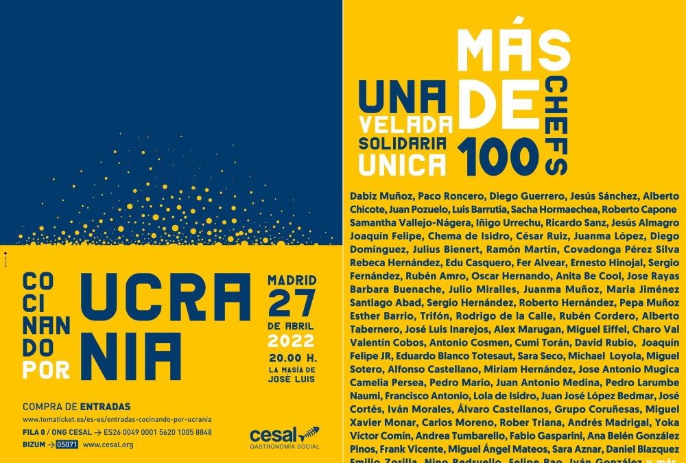 Fabio Gasparini formará parte de ‘Cocinando con Ucrania’, el cóctel solidario del 27 de abril organizado por la ONG Cesal