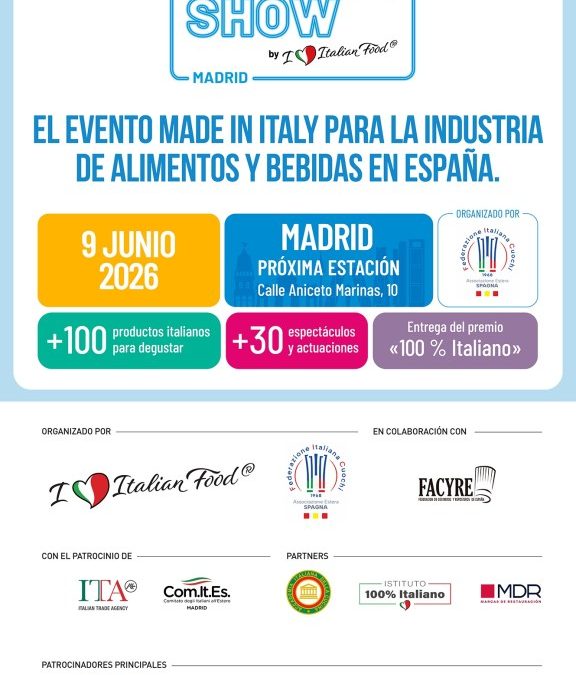 I Love Italian Food desvela el programa de ‘The Italian Show’ para el 9 de junio en Madrid